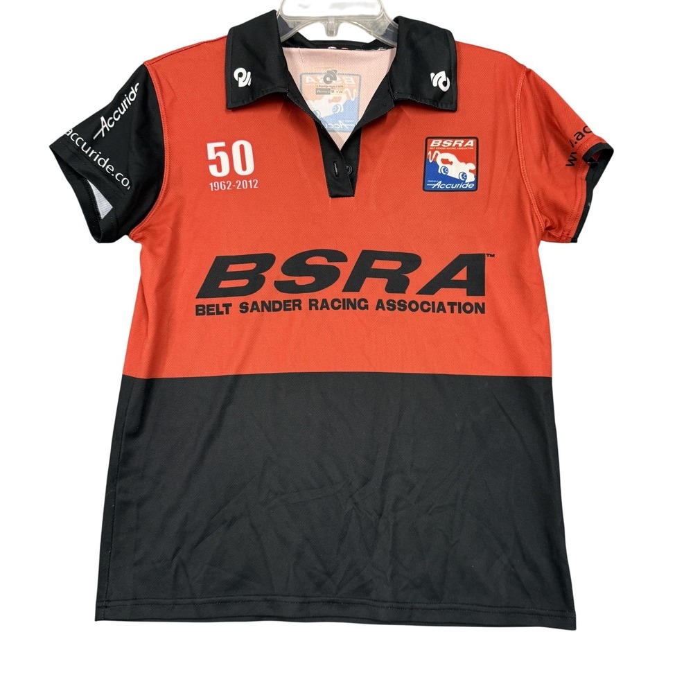 Alleson Athletic Polo Shirt Womens Medium Red Black‎ BSRA Accuride Racing Jersey